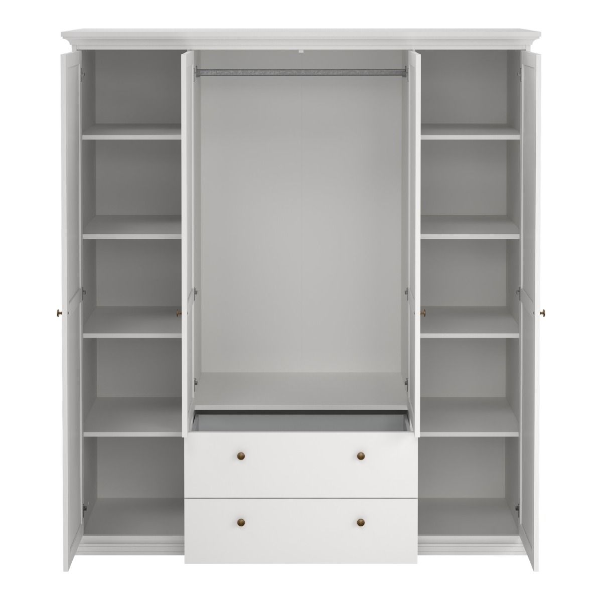 Paris Wardrobe with 4 Doors and 2 Drawers in White