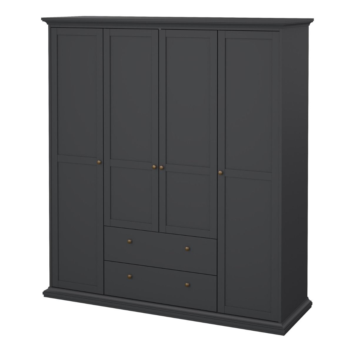 Paris Wardrobe with 4 Doors and 2 Drawers in Matt Grey