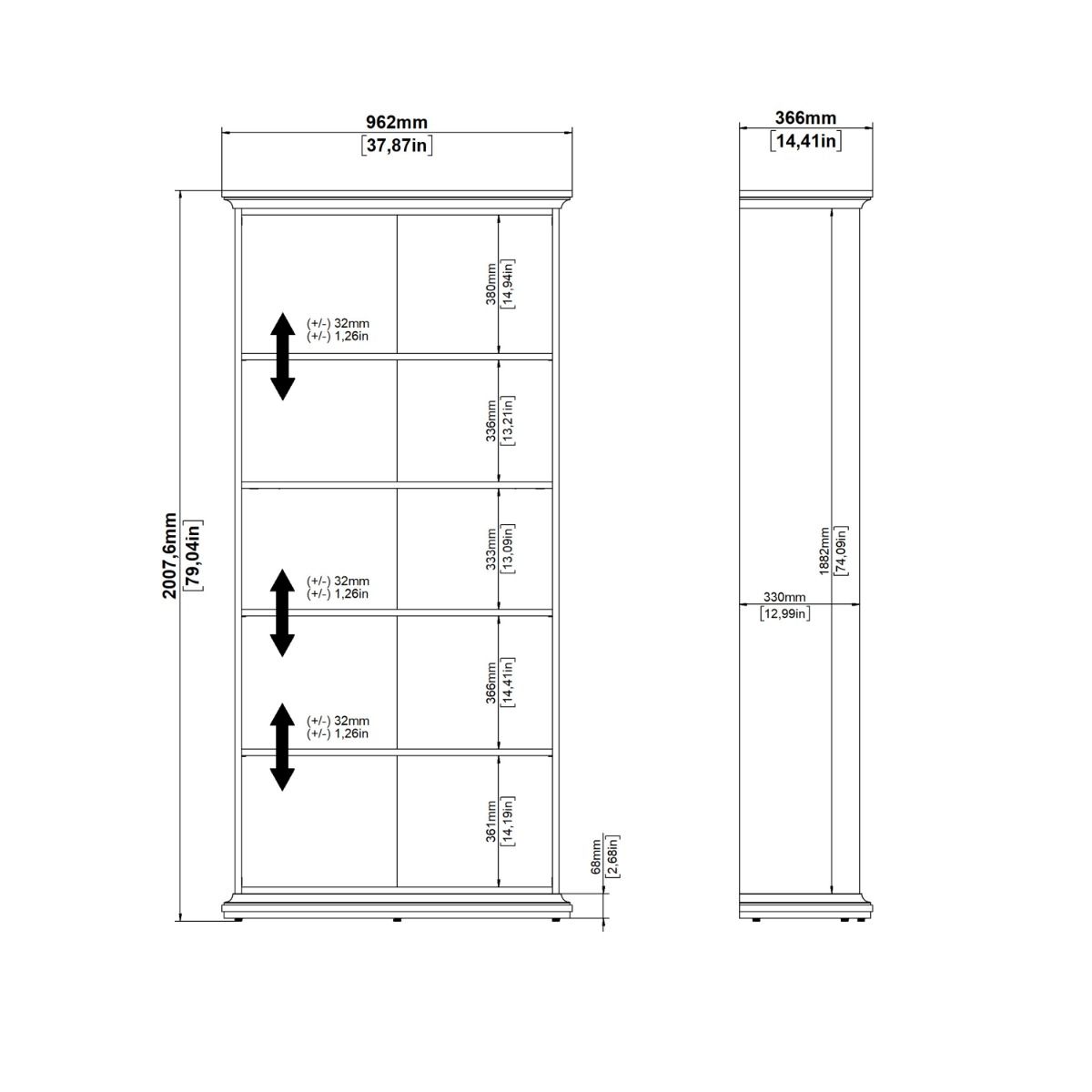Paris Tall Bookcase in White