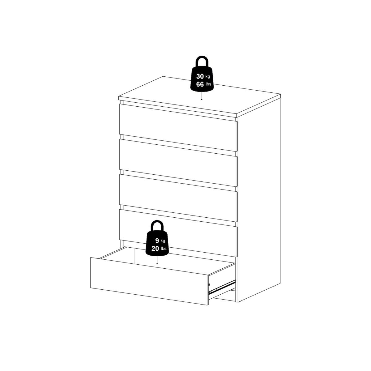 Naia Chest with 5 Drawers in Black Matt