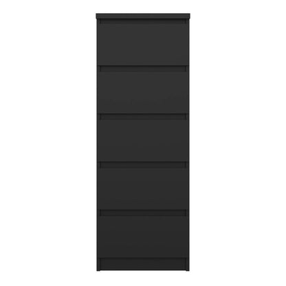 Naia Narrow Chest with 5 Drawers in Black Matt