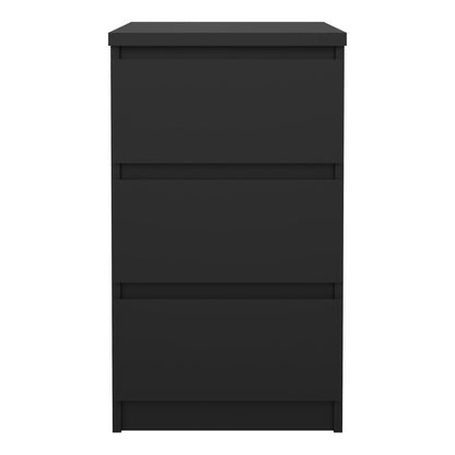 Naia Bedside with 3 Drawers in Black Matt