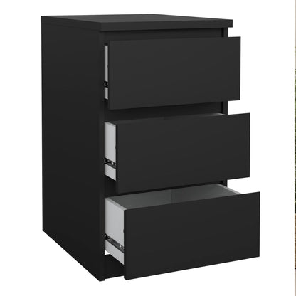 Naia Bedside with 3 Drawers in Black Matt