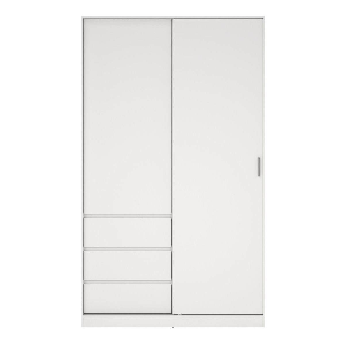 Naia Wardrobe with 1 Sliding Door and 1 Door + 3 Drawers in White