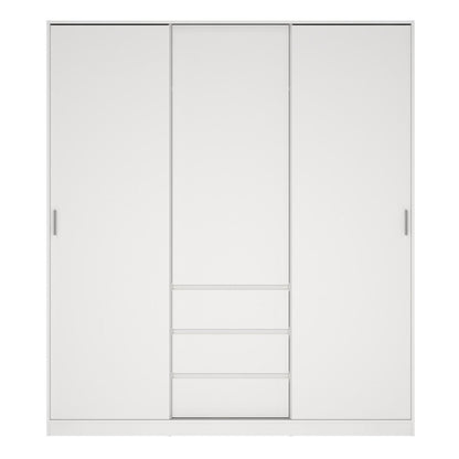 Naia Wardrobe with 2 Sliding Doors + 1 Door + 3 Drawers in White