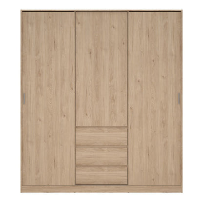 Naia Wardrobe with 2 Sliding Doors 1 Door 3 Drawers in Jackson Hickory Oak