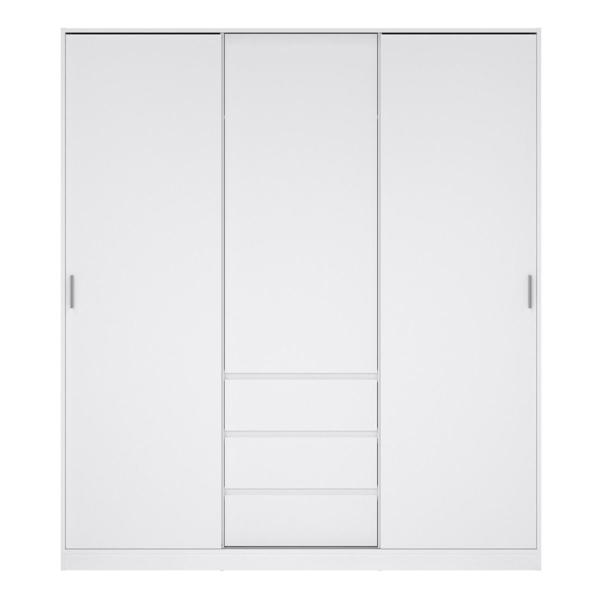 Naia Wardrobe with 2 Sliding Doors 1 Door 3 Drawers in White High Gloss