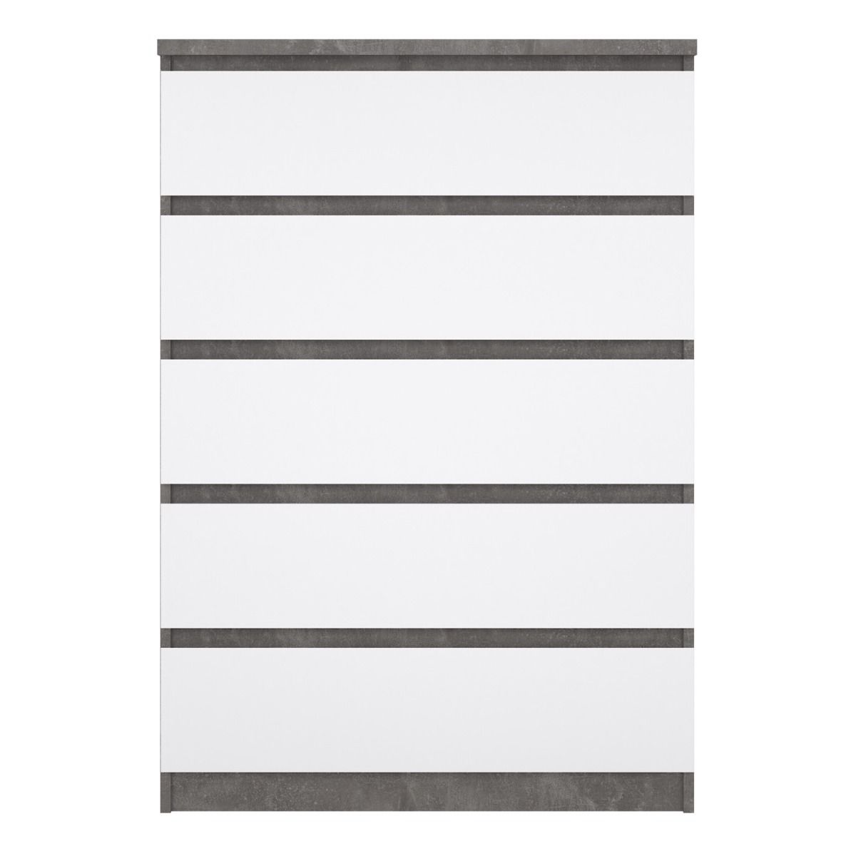 Naia Chest of 5 Drawers in Concrete and White High Gloss
