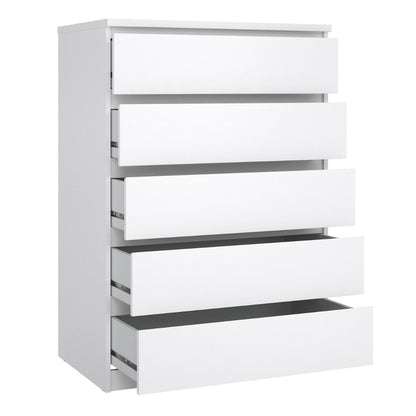 Naia Chest with 5 Drawers in White High Gloss