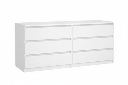 Naia Wide Chest of 6 Drawers in White