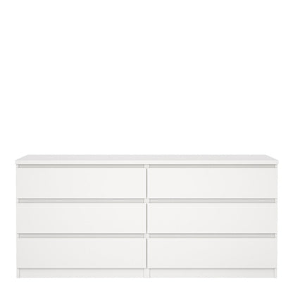 Naia Wide Chest of 6 Drawers in White