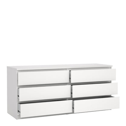 Naia Wide Chest of 6 Drawers in White