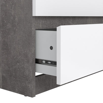 Naia Wide Chest of 6 Drawers in Concrete and White High Gloss