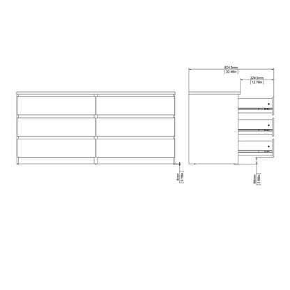 Naia Wide Chest of 6 Drawers in Jackson Hickory Oak
