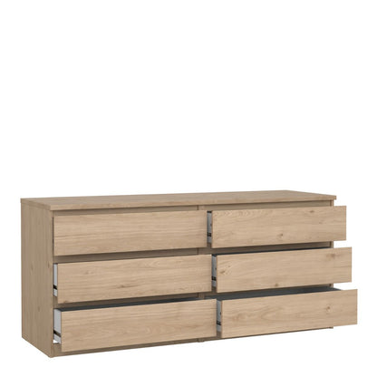 Naia Wide Chest of 6 Drawers in Jackson Hickory Oak