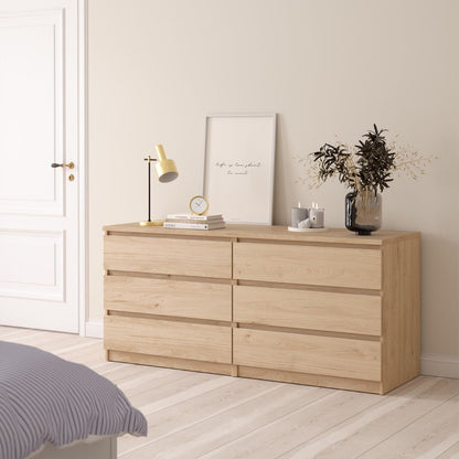 Naia Wide Chest of 6 Drawers in Jackson Hickory Oak