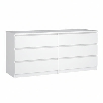 Naia Wide Chest with 6 Drawers in White High Gloss