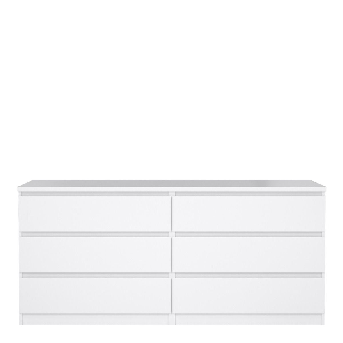 Naia Wide Chest with 6 Drawers in White High Gloss