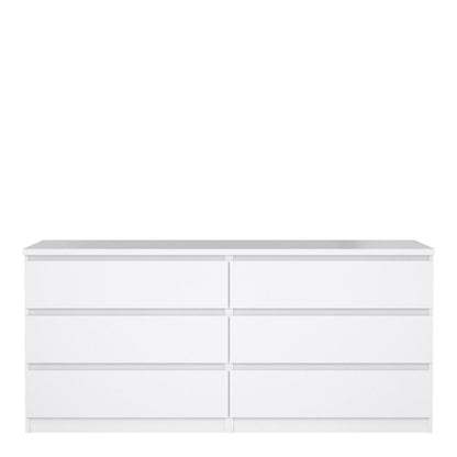 Naia Wide Chest with 6 Drawers in White High Gloss
