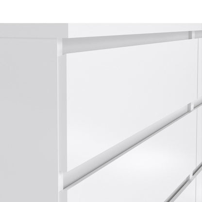 Naia Wide Chest with 6 Drawers in White High Gloss
