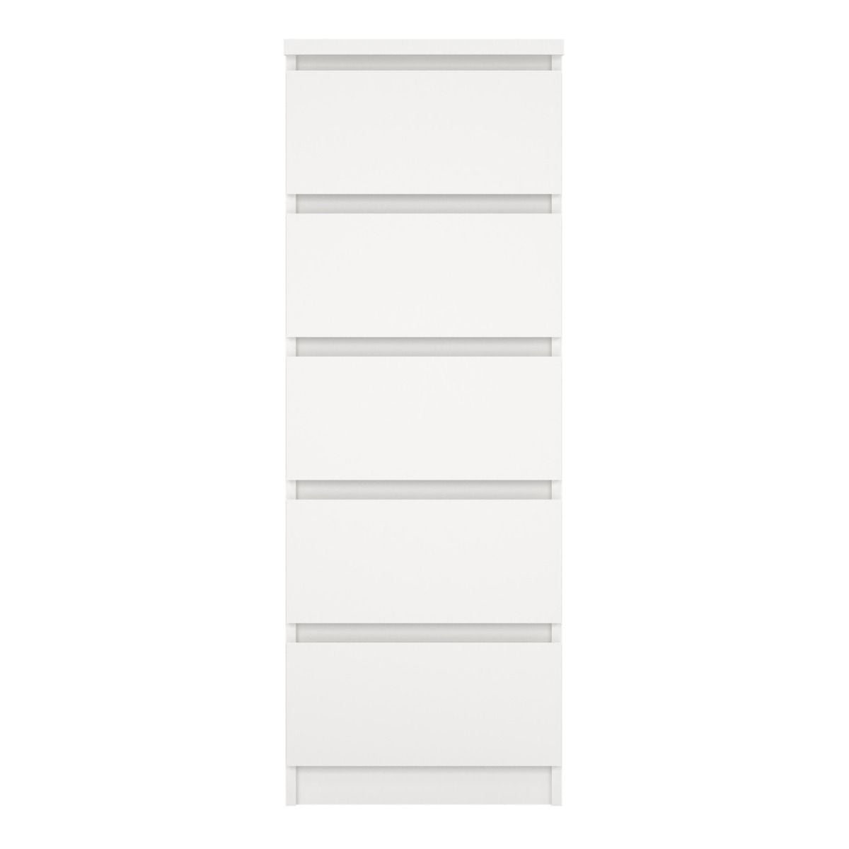 Naia Narrow Chest of 5 Drawers in White