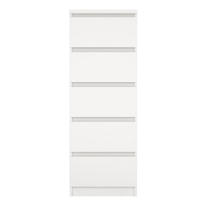 Naia Narrow Chest of 5 Drawers in White
