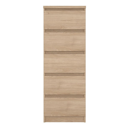 Naia Narrow Chest of 5 Drawers in Jackson Hickory Oak