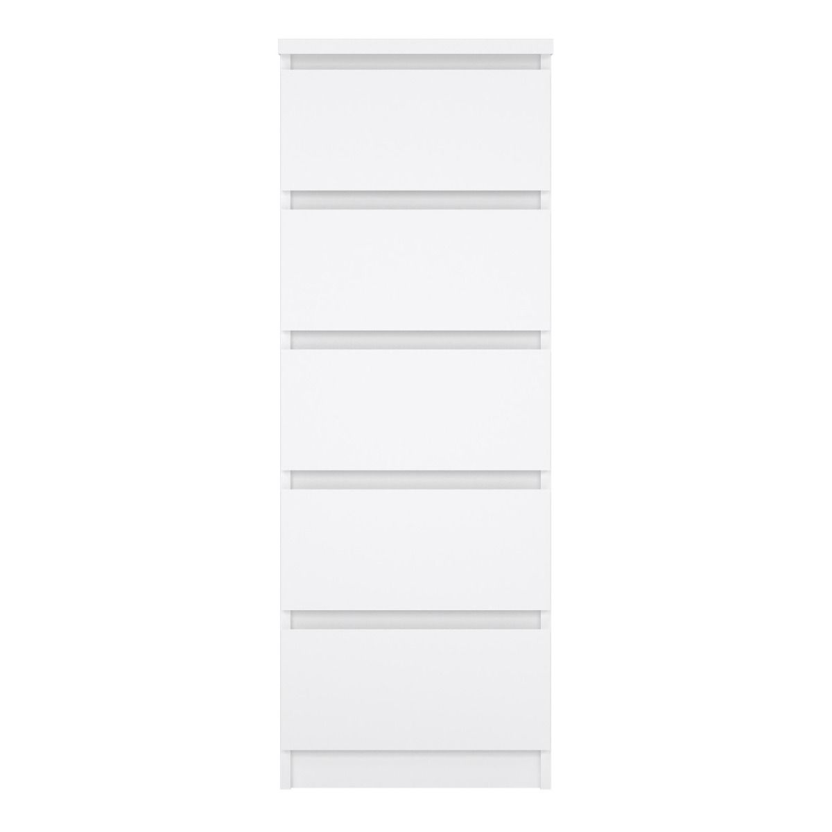 Naia Narrow Chest with 5 Drawers in White High Gloss