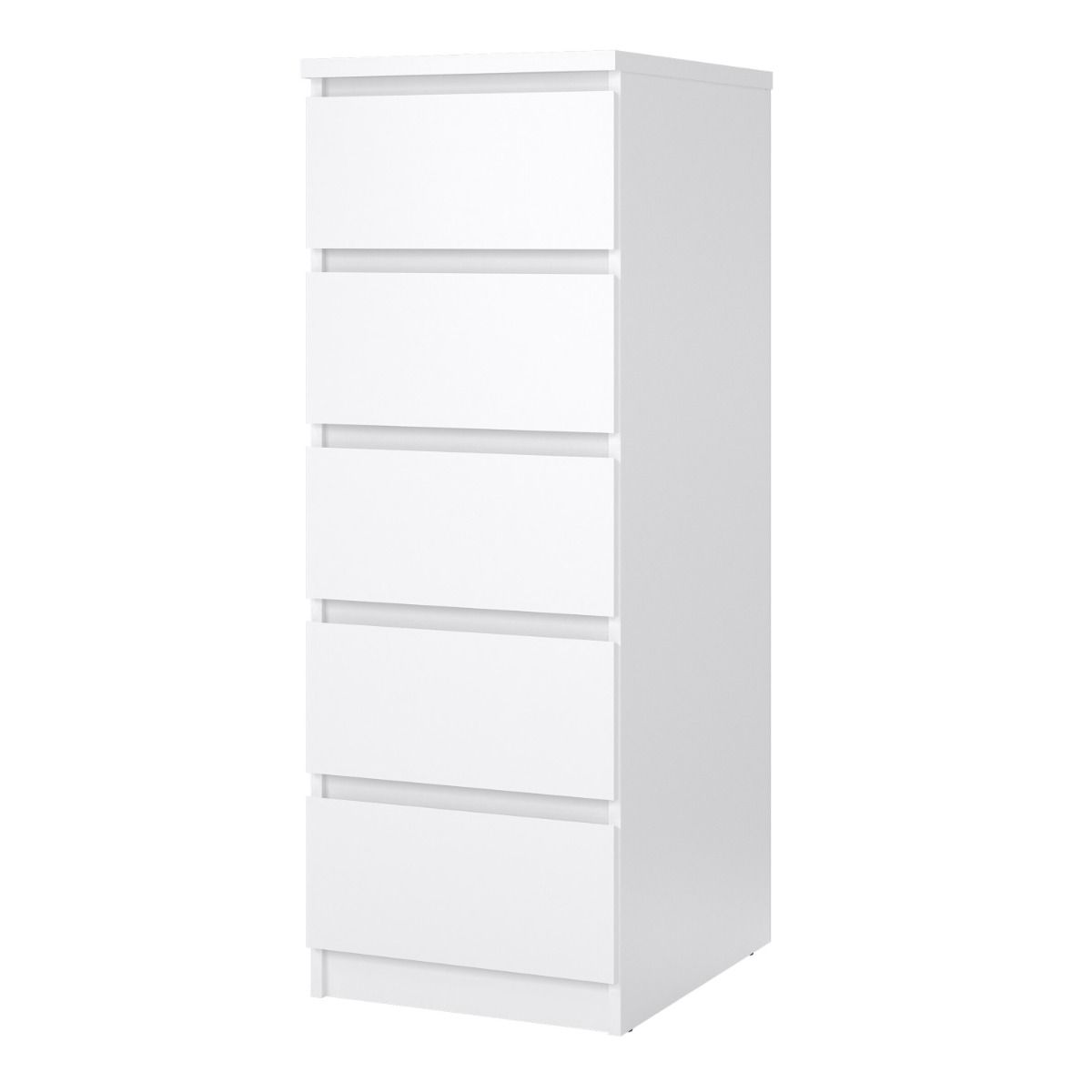 Naia Narrow Chest with 5 Drawers in White High Gloss