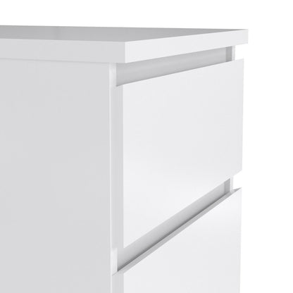 Naia Narrow Chest with 5 Drawers in White High Gloss
