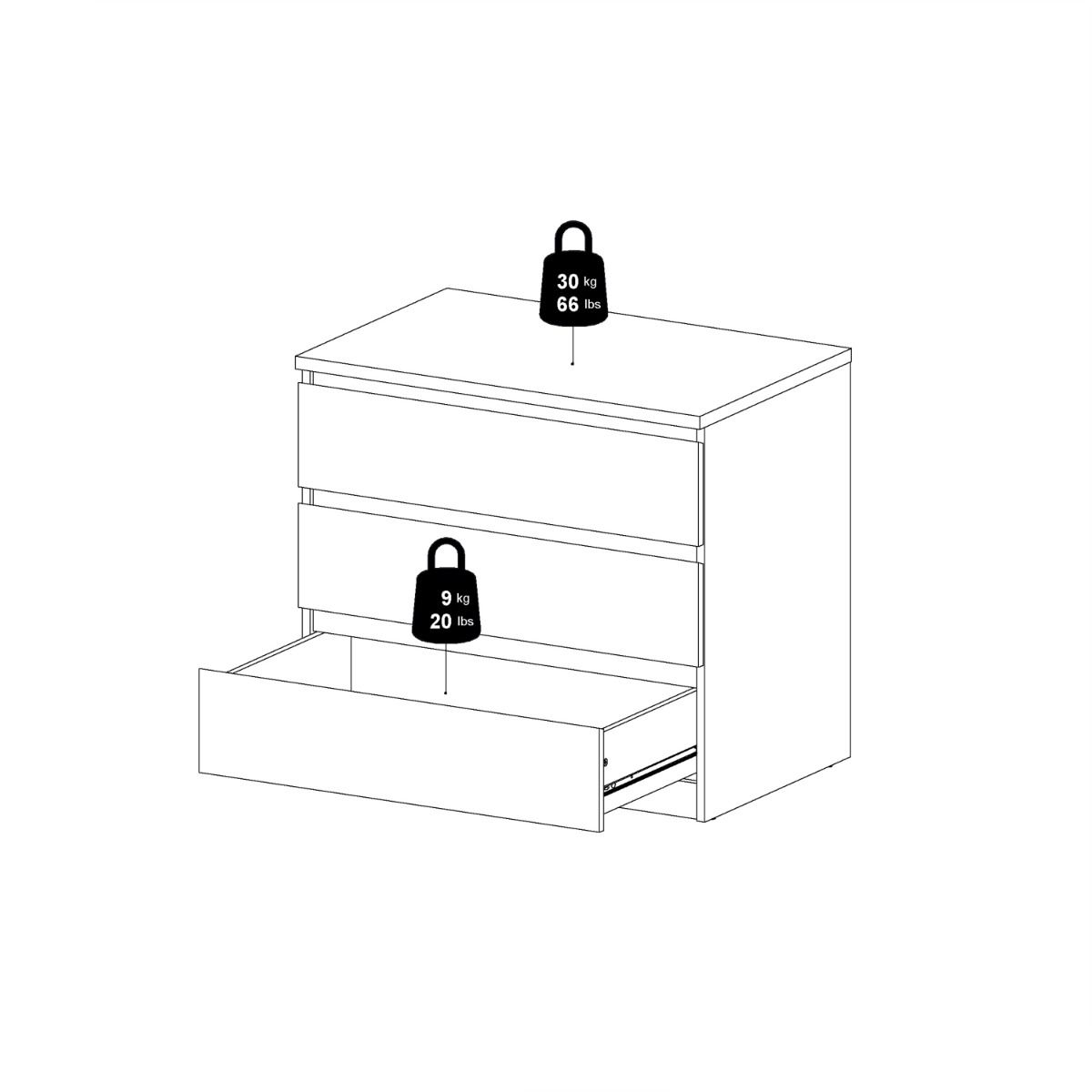 Naia Chest with 3 Drawers in White High Gloss