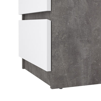 Naia Bedside Table 3 Drawers in Concrete and White Gloss