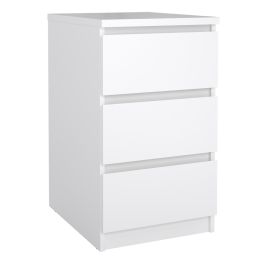 Naia Bedside with 3 Drawers in White High Gloss
