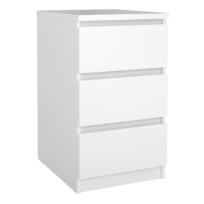 Naia Bedside with 3 Drawers in White High Gloss