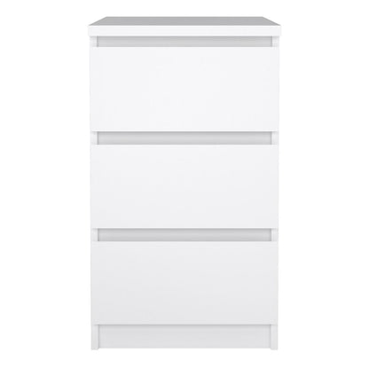 Naia Bedside with 3 Drawers in White High Gloss