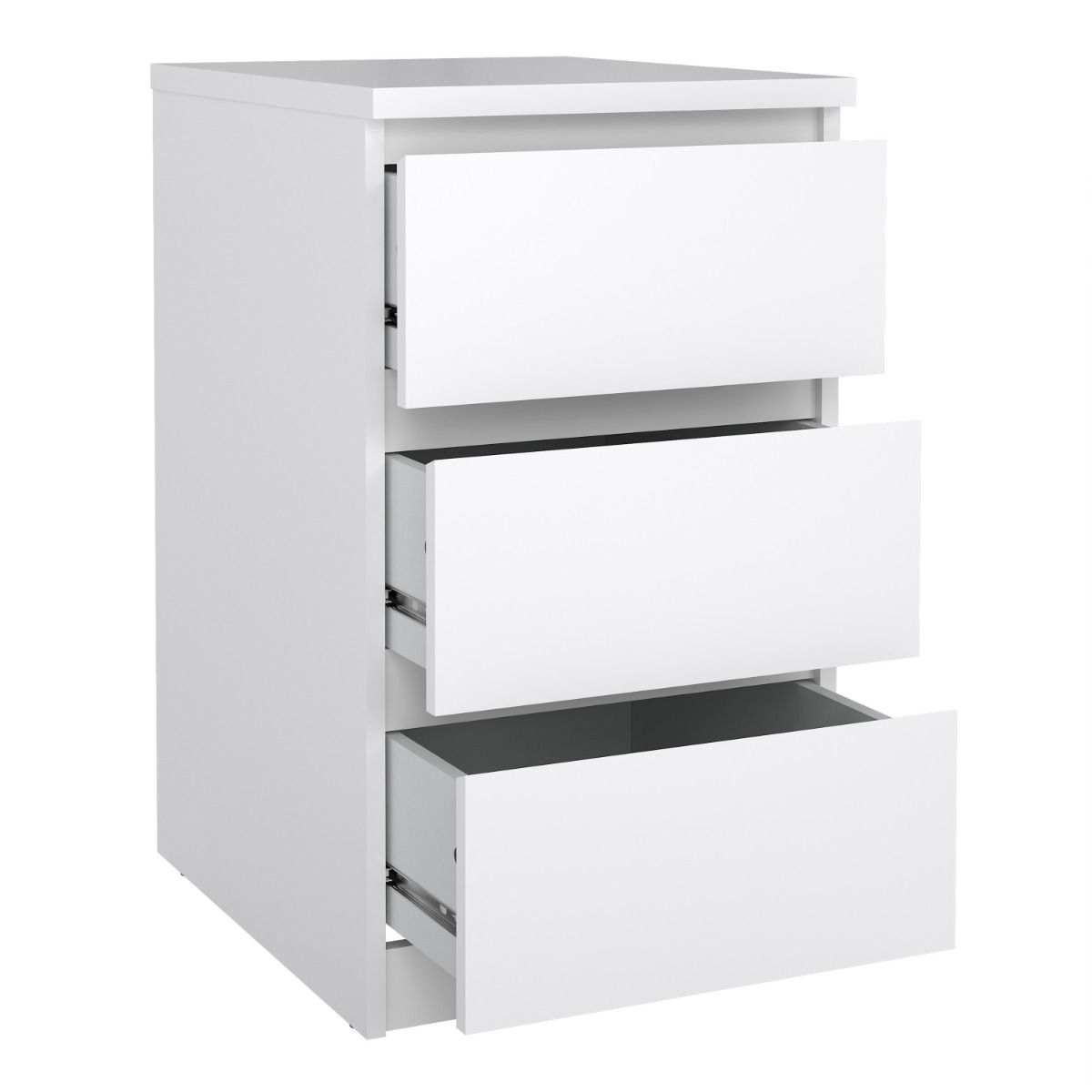 Naia Bedside with 3 Drawers in White High Gloss