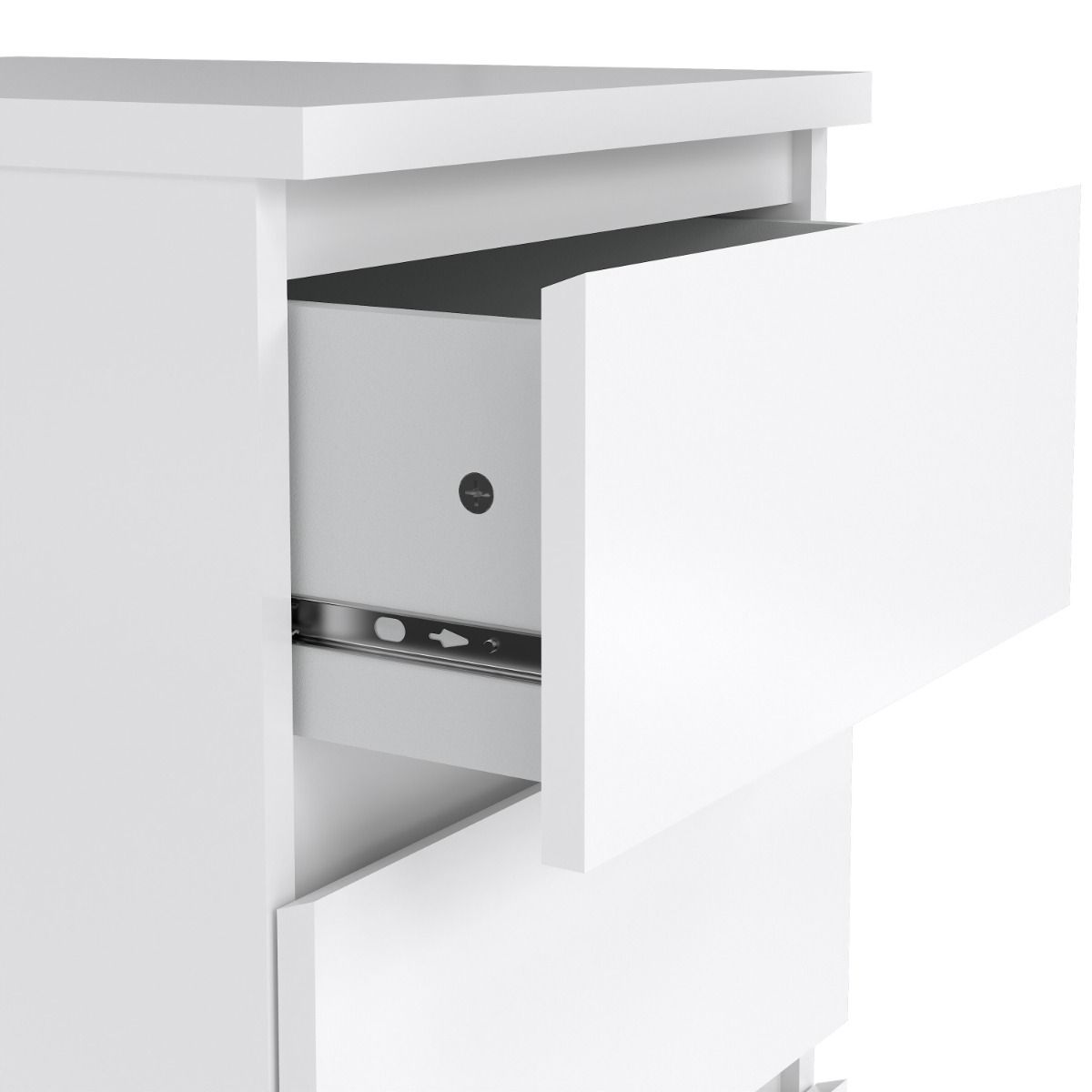 Naia Bedside with 3 Drawers in White High Gloss