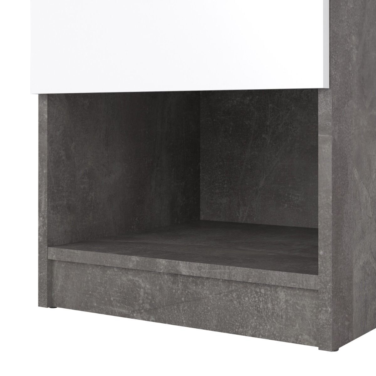 Naia Bedside Table 1 Drawer in Concrete and White Gloss