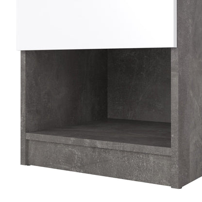Naia Bedside Table 1 Drawer in Concrete and White Gloss