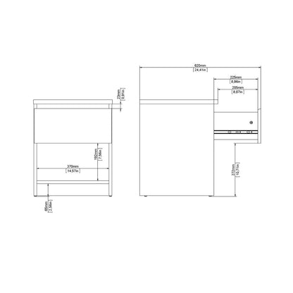 Naia Bedside Table 1 Drawer in Concrete and White Gloss