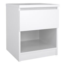 Naia Bedside with 1 Drawer 1 Shelf in White High Gloss