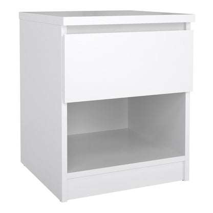 Naia Bedside with 1 Drawer 1 Shelf in White High Gloss
