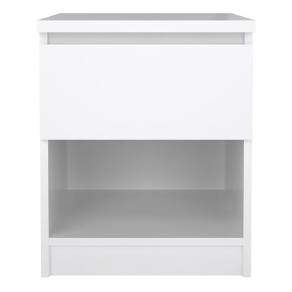 Naia Bedside with 1 Drawer 1 Shelf in White High Gloss