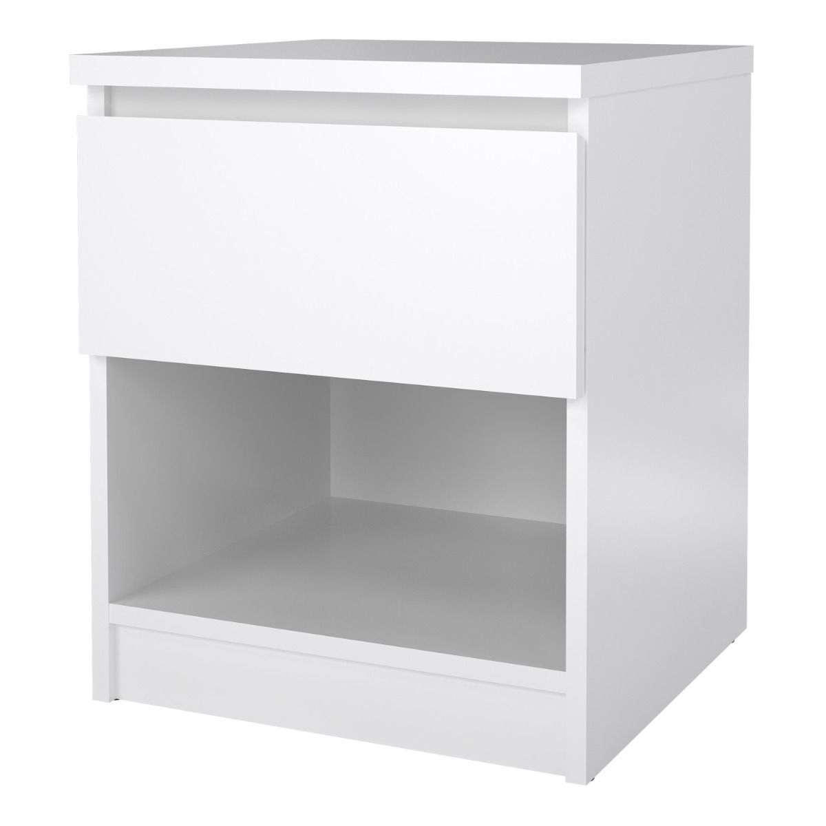 Naia Bedside with 1 Drawer 1 Shelf in White High Gloss