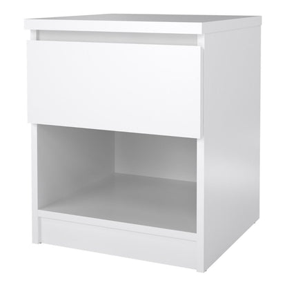 Naia Bedside with 1 Drawer 1 Shelf in White High Gloss
