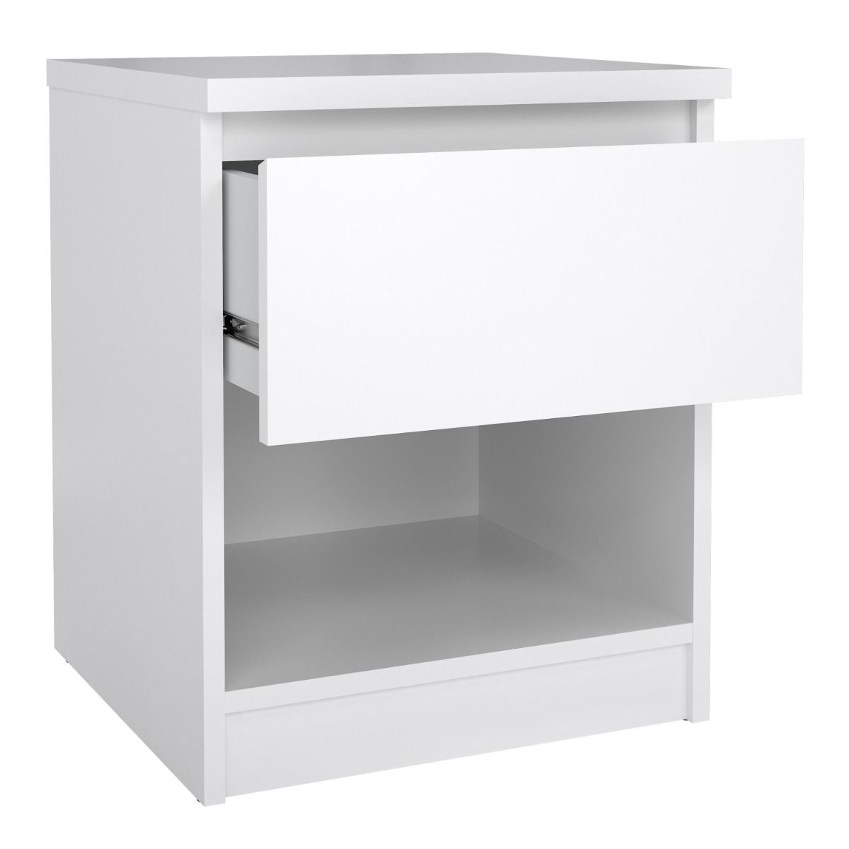 Naia Bedside with 1 Drawer 1 Shelf in White High Gloss