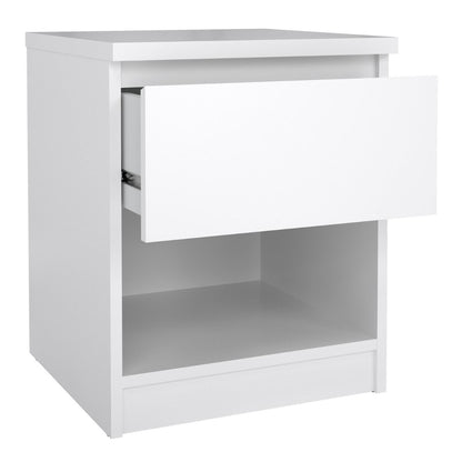 Naia Bedside with 1 Drawer 1 Shelf in White High Gloss