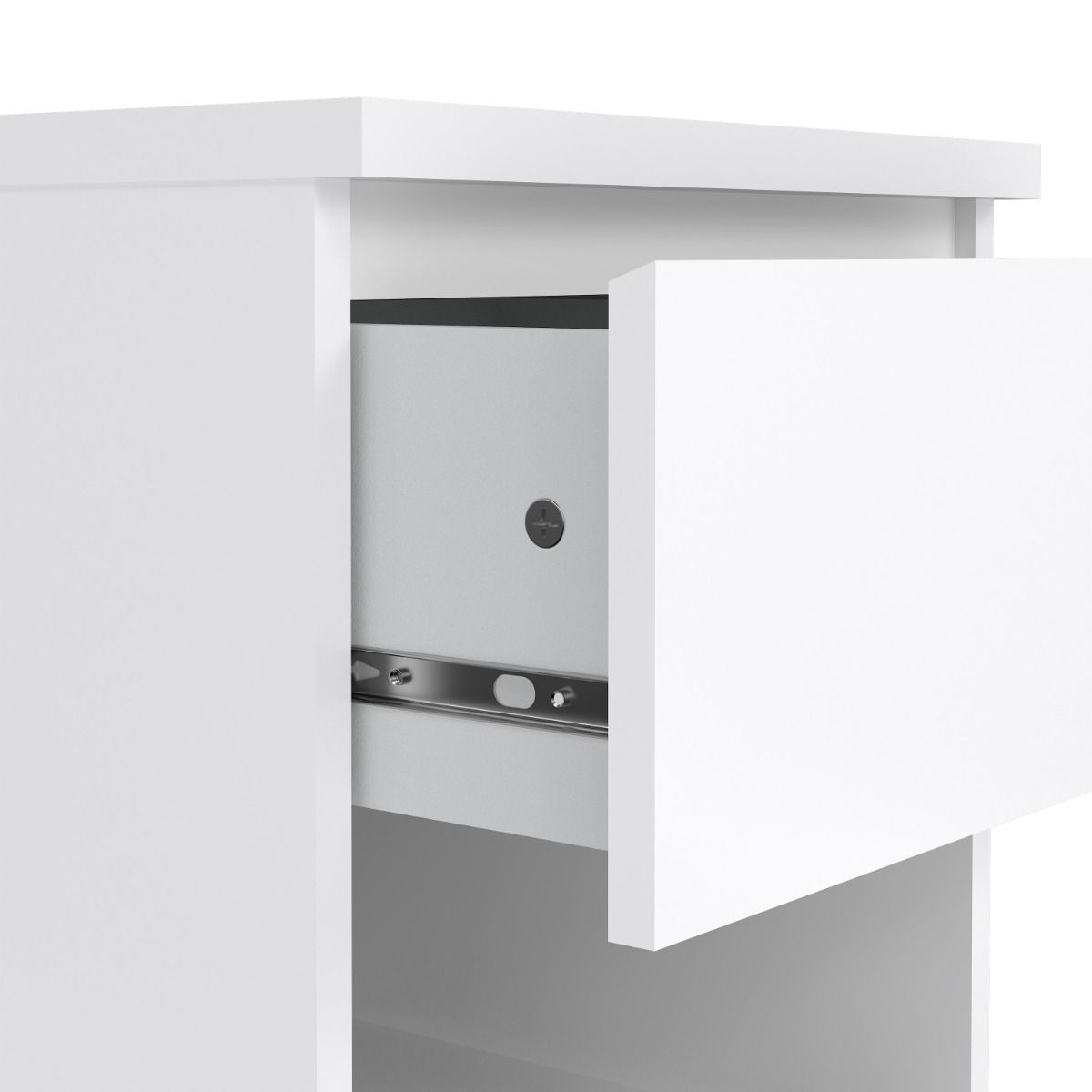 Naia Bedside with 1 Drawer 1 Shelf in White High Gloss