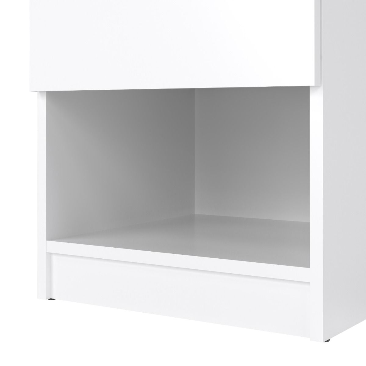 Naia Bedside with 1 Drawer 1 Shelf in White High Gloss