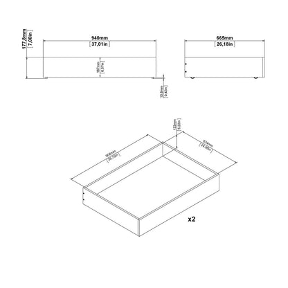Naia Underbed Drawers Set in White High Gloss